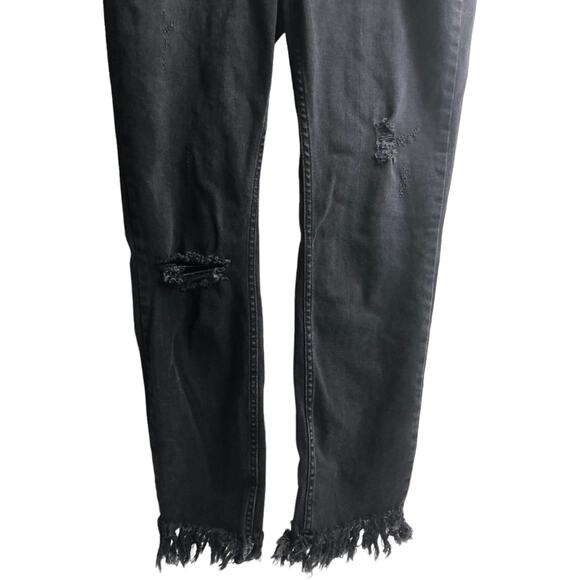 Free People Black Distresssed Frayed Jeans - Picture 8 of 12